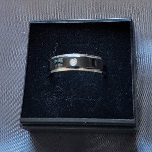 Edelstahl Bandring schwarz Gr. 9