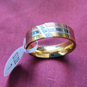 Edelstahl Bandring tricolor Gr. 7