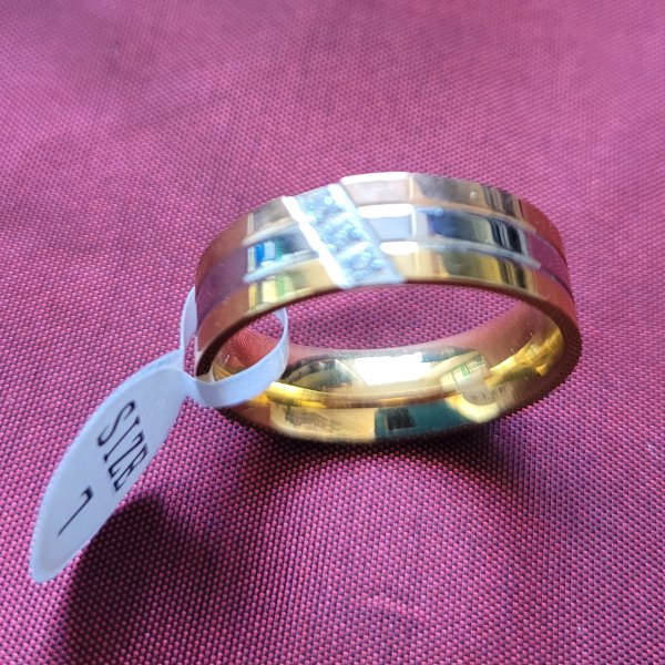 Edelstahl Bandring tricolor Gr. 7