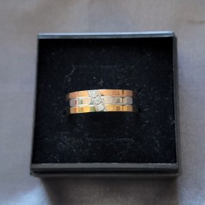 Edelstahl Bandring tricolor Gr. 7