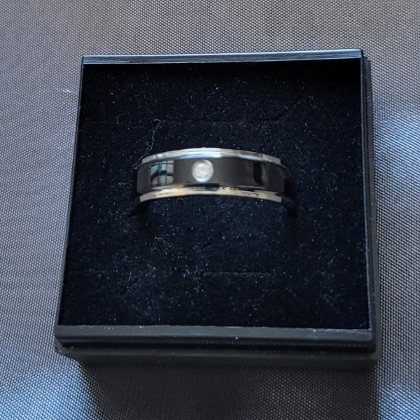 Edelstahl Bandring schwarz Gr. 8