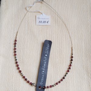Halsreif mit Granat-Hämatit-Silber 45cm