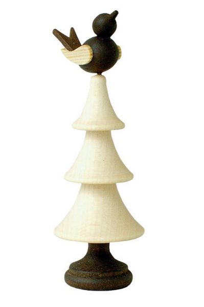 Zwitschervogel, Tanne mit Singvogel natur