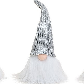 Wichtel mit Strickmütze silbergrau