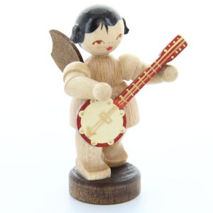 Engel stehend mit Banjo, natur