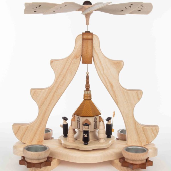 Teelichtpyramide - Seiffner Kirche 37cm