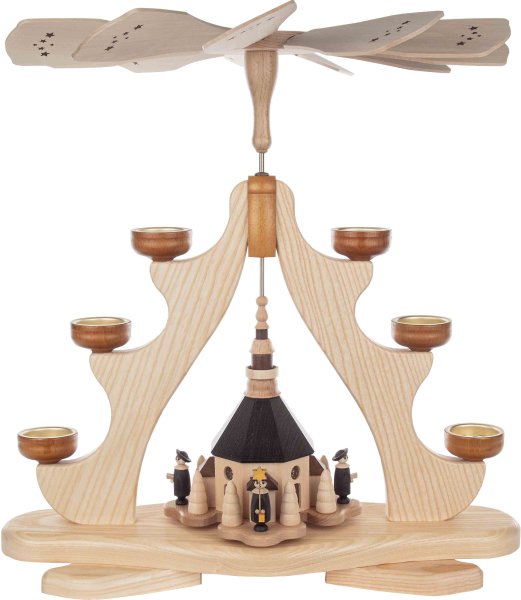 Teelichtpyramide - große Seiffner Kirche 47cm