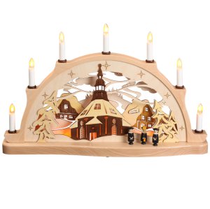 Schwibbogen Seiffener Kirche und Kurrende 52cm