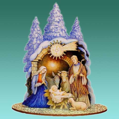 Selbstbausatz - Heilige Familie mit Ochs und Esel 20cm color